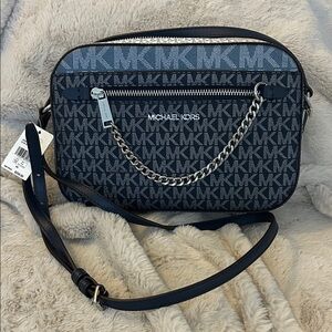 MEY Michael Kors Blue and Silver Logo Crossbody